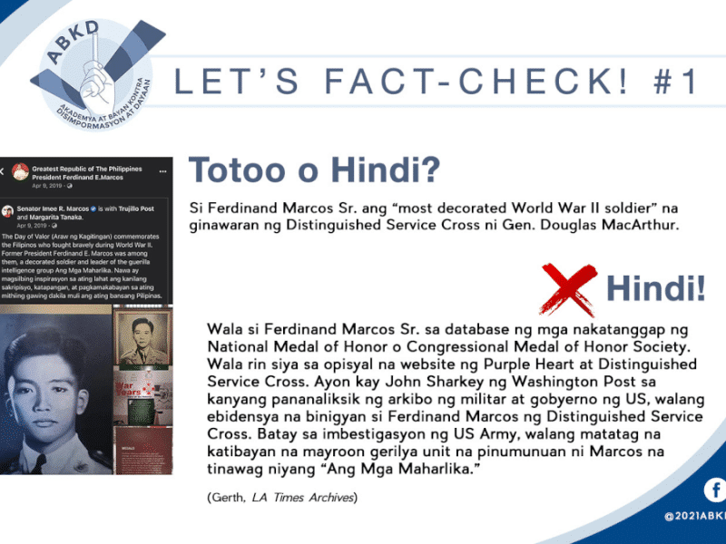 Hindi totoong most decorated war hero ng Pinas si Ferdinand Marcos Sr.