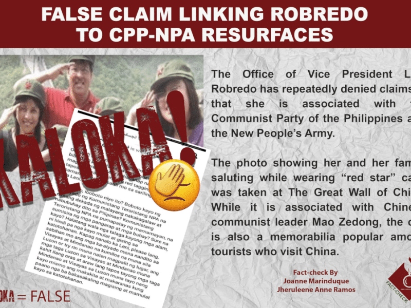 False claim linking Leni Robredo to CPP-NPA resurfaces