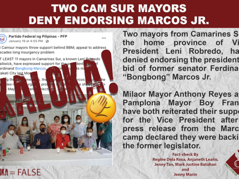 2 CamSur mayors deny endorsing Marcos Jr.