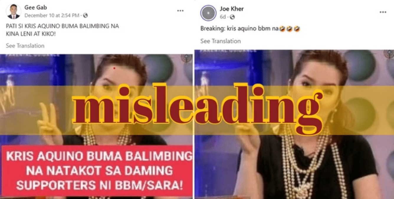 FB posts falsely turn Kris Aquino into Marcos supporter