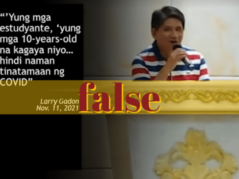 Senatorial aspirant Larry Gadon falsely claims COVID-19 does not affect 10 year olds