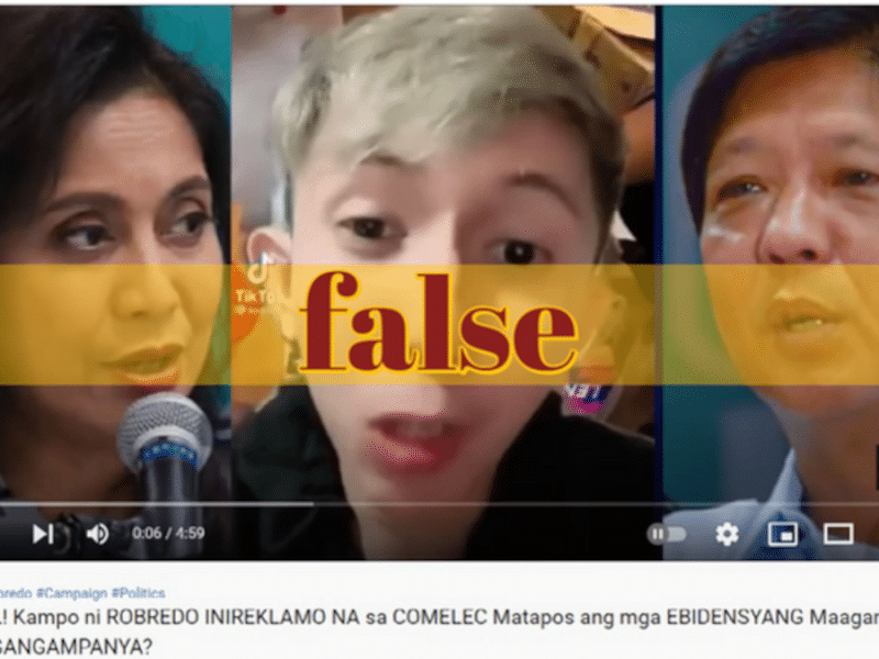 Tiktok post falsely claims Leni Robredo violates election laws on campaigning