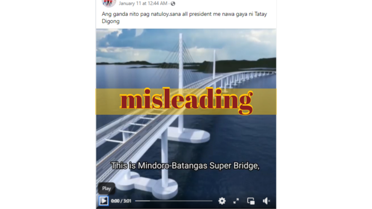 FB video falsely claims Norwegian bridge render as Mindoro bridge of Duterte admin