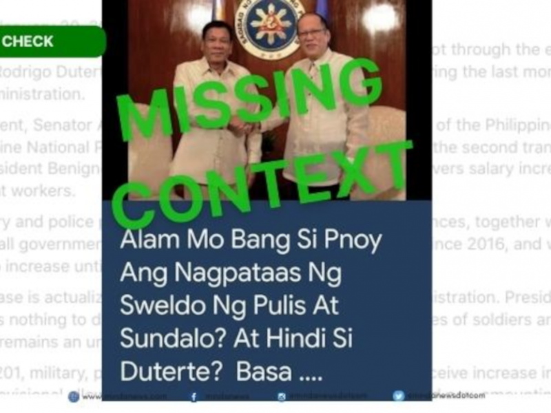 Noynoy hiked allowances, Duterte hiked salary of military belying FB post