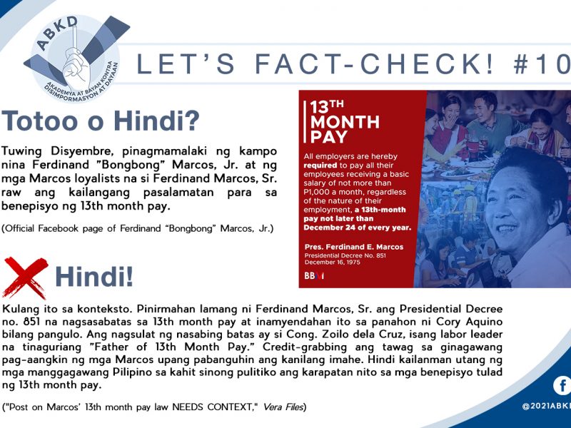 ABKD fact check on 13th month pay