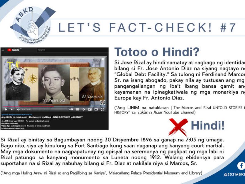Hindi namatay si Jose Rizal at nabuhay siya bilang si Fr. Jose Antonio Diaz na nakilala ni Ferdinand Marcos Sr.?