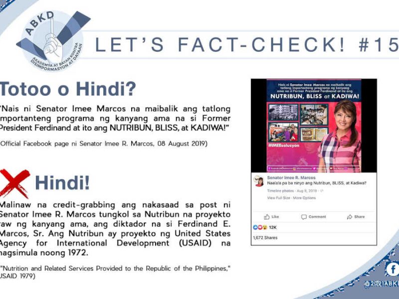 Proyekto diumano ni Ferdinand E. Marcos, Sr. ang Nutribun?