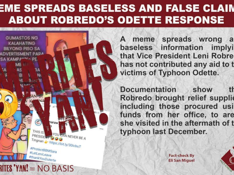 Meme spreads baseless and false claims about Robredo's 'Odette' response