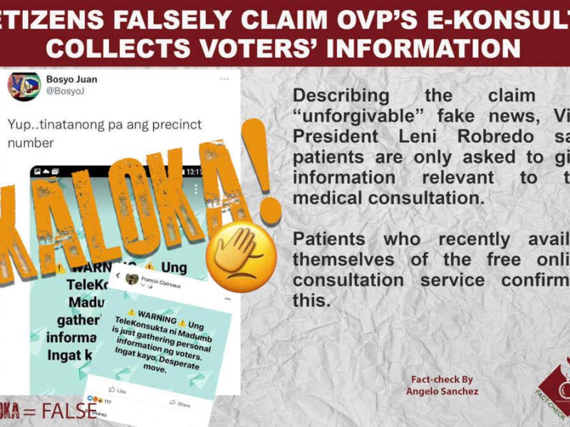 Netizens falsely claim OVP's E-Konsulta collects voters' information