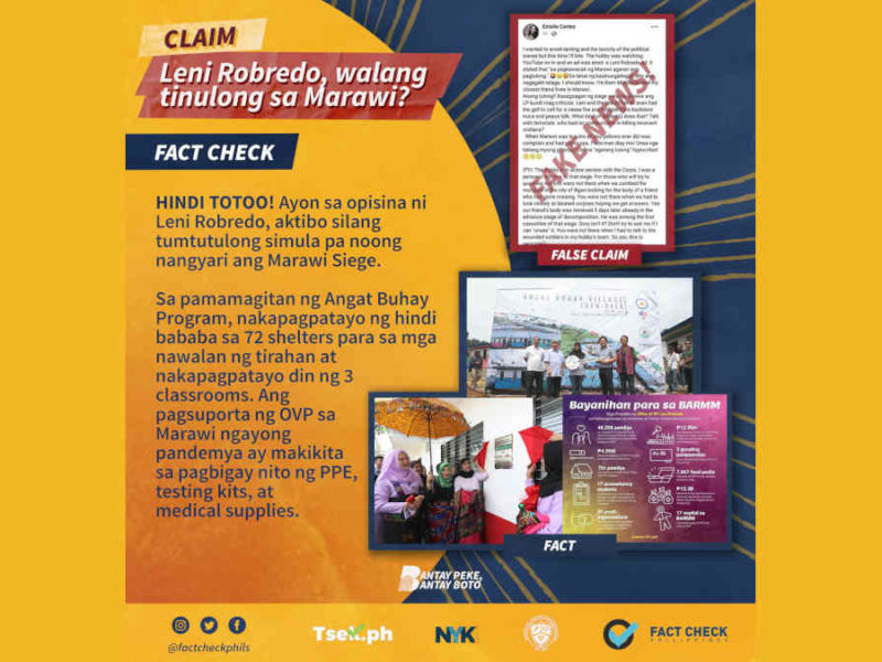 Leni Robredo, walang itinulong sa Marawi?