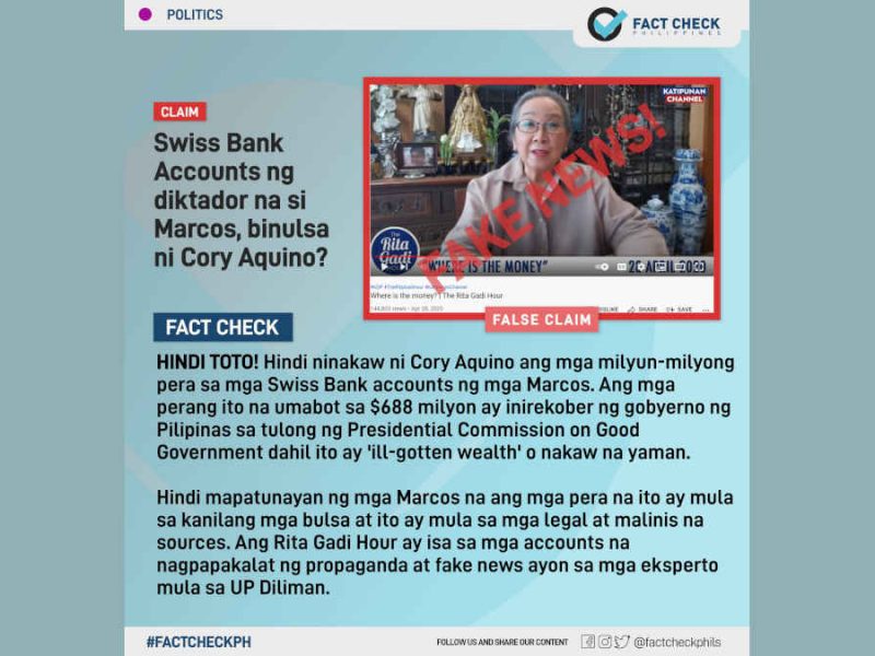 Swiss Bank Accounts ng diktador na si Marcos, binulsa ni Cory Aquino?