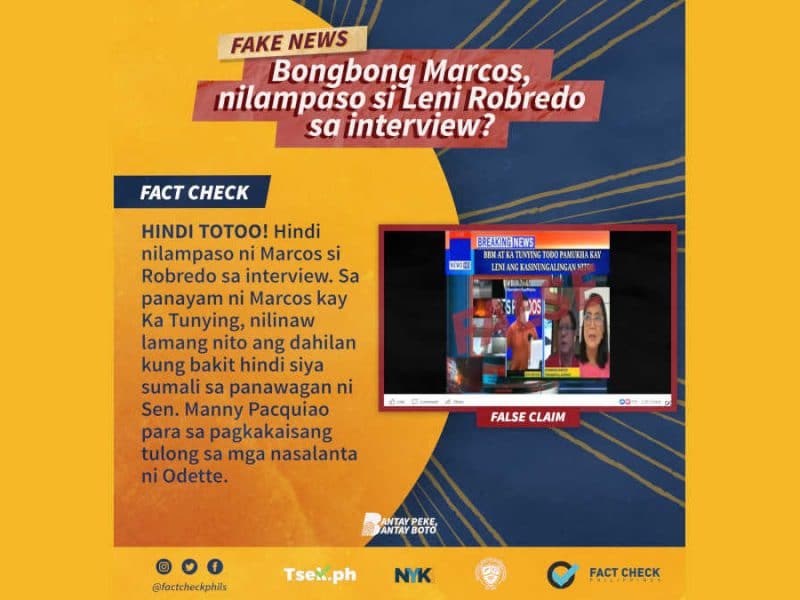 Bongbong Marcos, nilampaso si Leni Robredo sa interview?