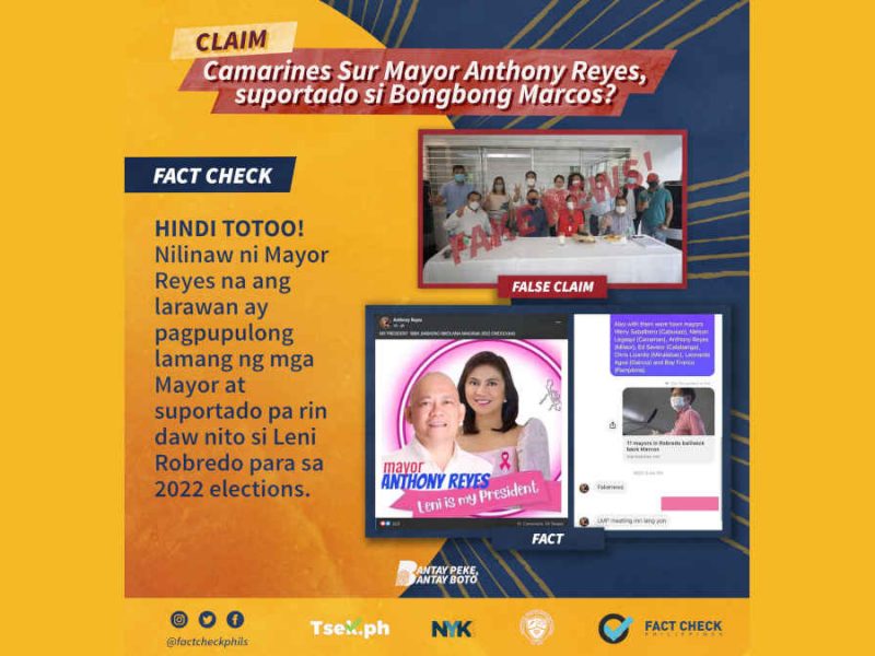 Camarines Sur Mayor Anthony Reyes, suportado si Bongbong Marcos?
