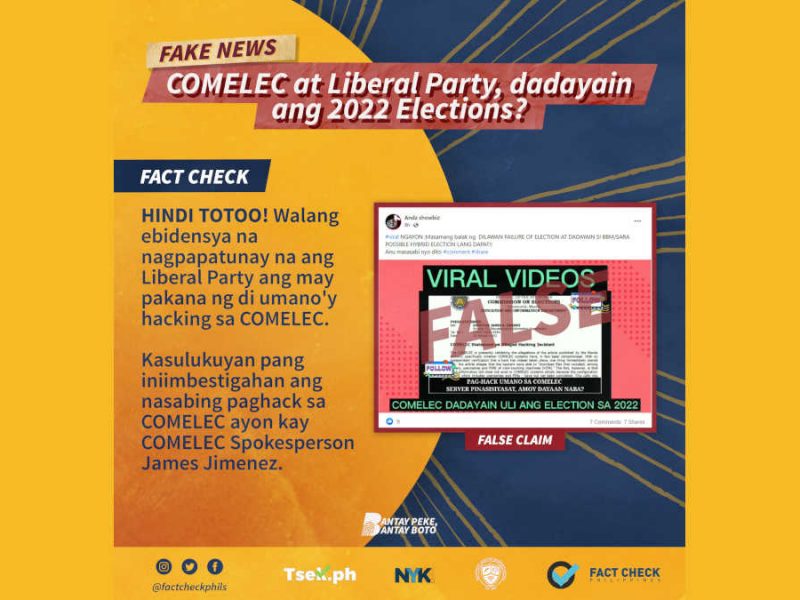 COMELEC at Liberal Party, dadayain ang 2022 Elections?