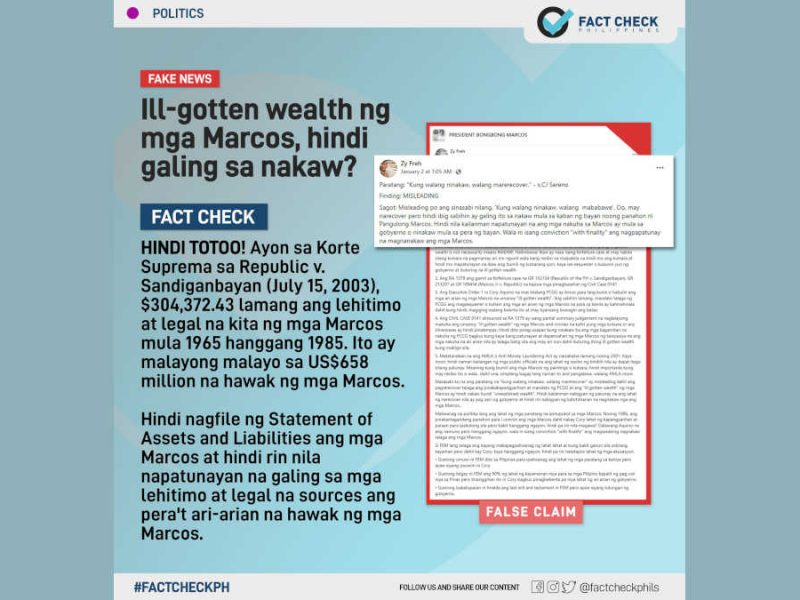 Ill-gotten wealth ng mga Marcos, hindi galing sa nakaw?
