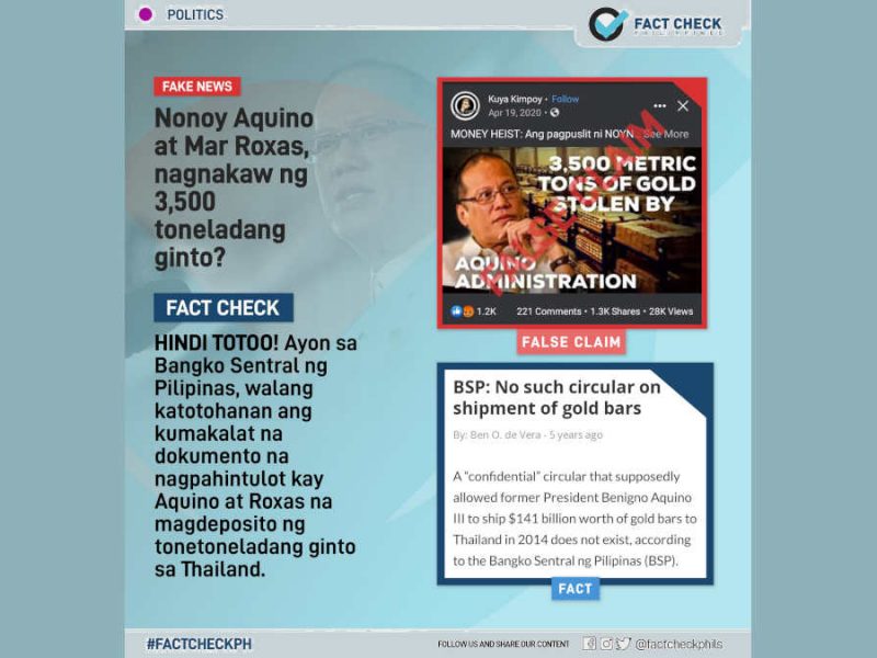 Noynoy Aquino at Mar Roxas, nagnakaw ng 3,500 toneladang ginto?