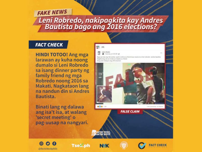 Leni Robredo, nakipagkita kay Andres Bautista bago ang 2016 elections?