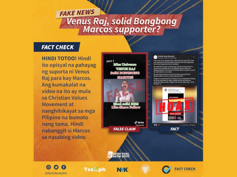 Venus Raj, solid Bongbong Marcos supporter?