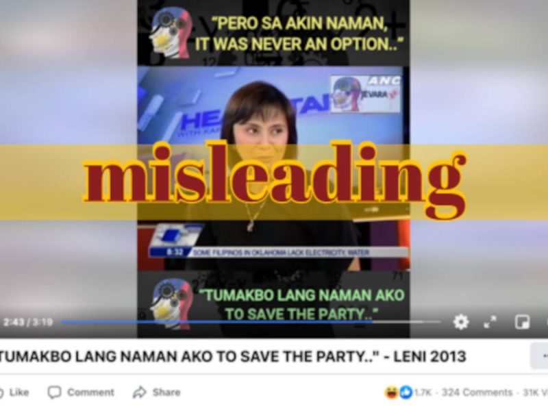 Video on Robredo's candidacy 'to save the party' misleads