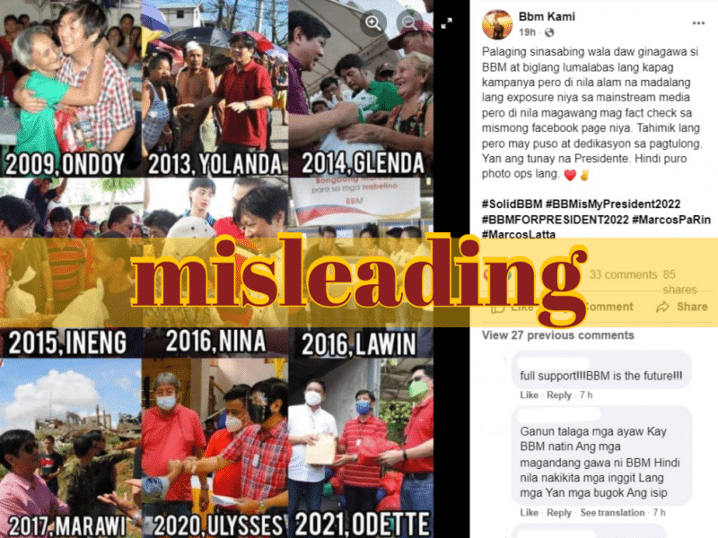 Marcos Jr. at relief operations through the years