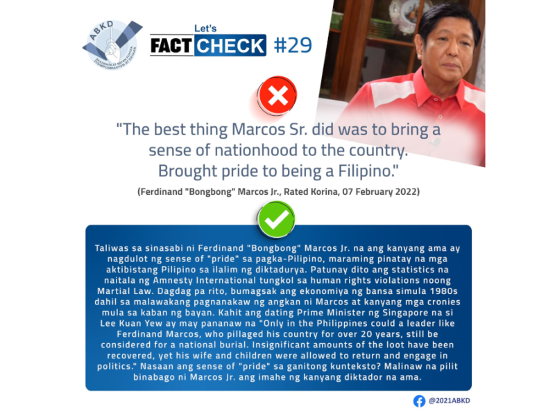 Sense of nationhood at pride daw ang ambag ni Ferdinand E. Marcos