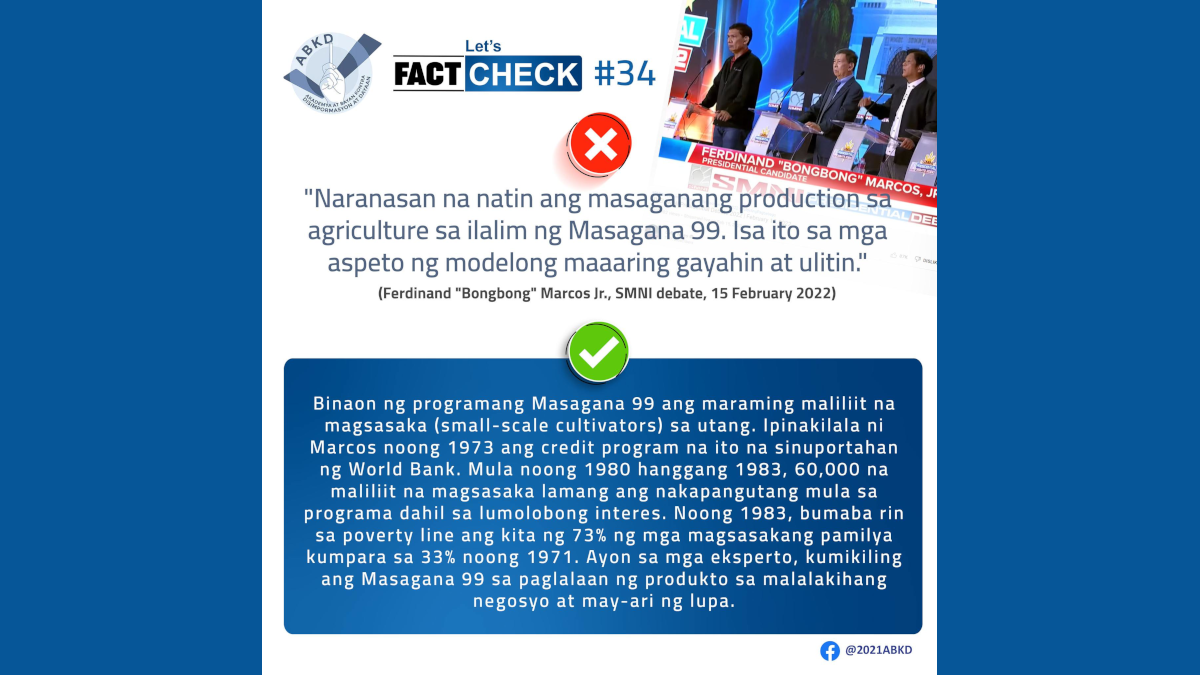 Hindi naging matagumpay ang Masagana 99 para sa mga magsasaka, kontra sa pahayag ni Marcos Jr.
