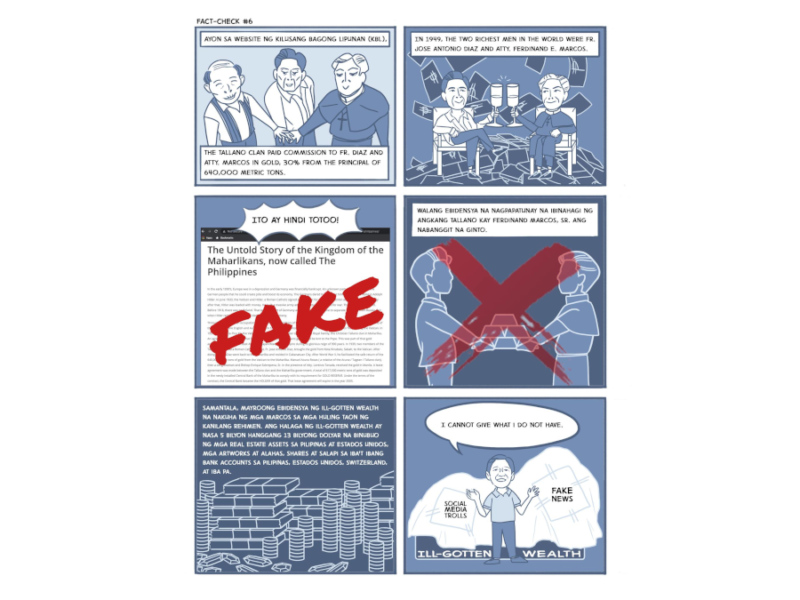 Comic strip shows fact check on alleged Tallano gold as source of Marcos wealth