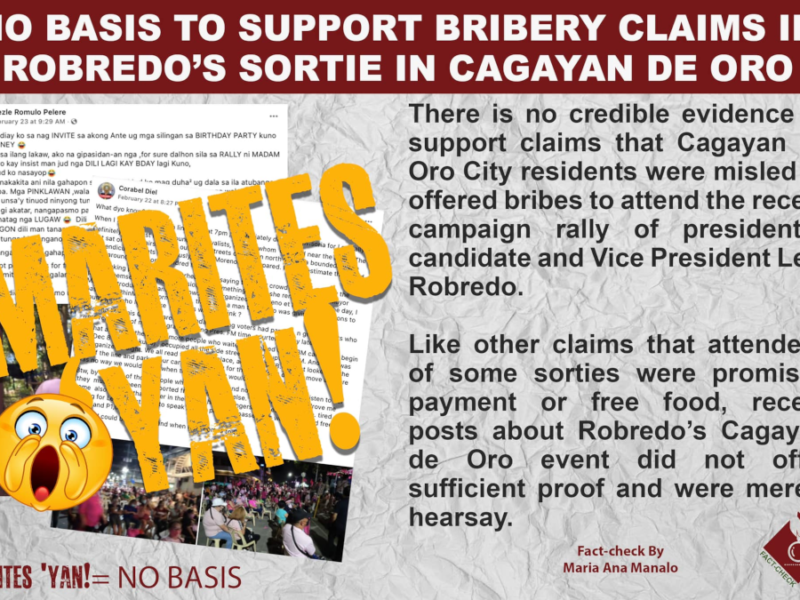 No basis in social media claims that people in CDO were misled or paid to attend Robredo sortie