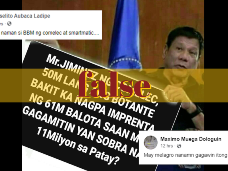 FB post falsely claims that Comelec will print out 11 million extra ballots