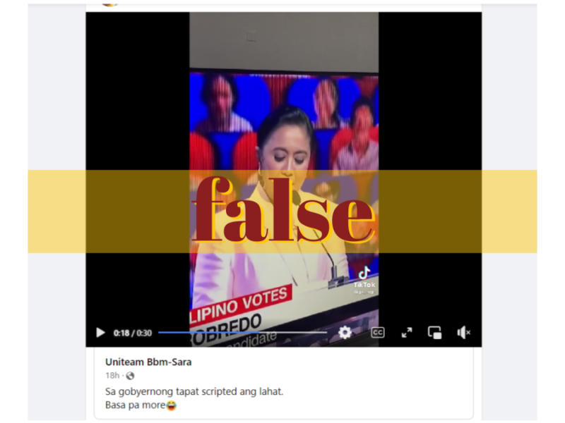 FB post incorrectly alleged that VP Robredo was reading from a script during the CNN presidential debate