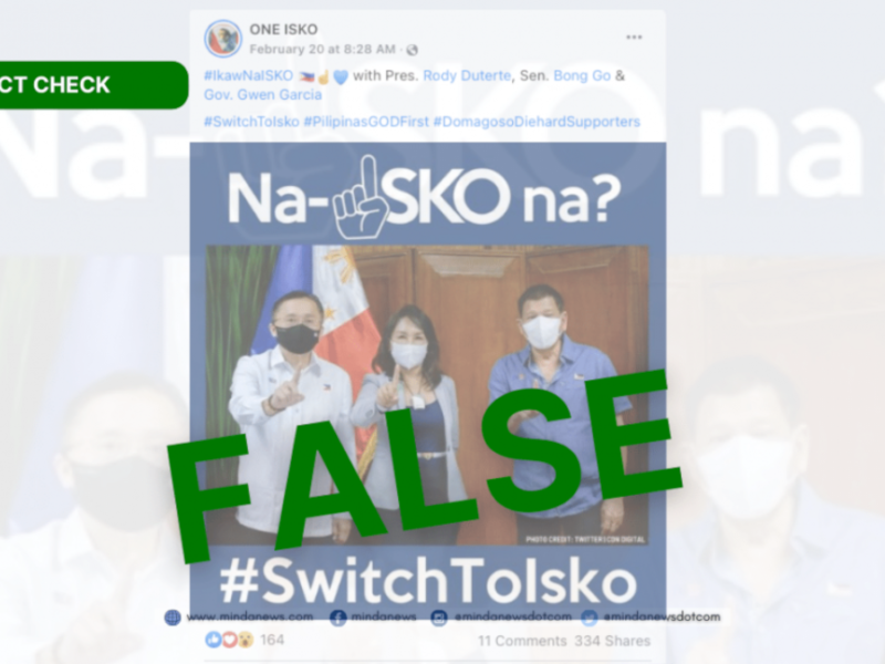 Photo falsely claims that Duterte, Bong Go and Cebu Gov. Gwen Garcia had endorsed Isko Moreno