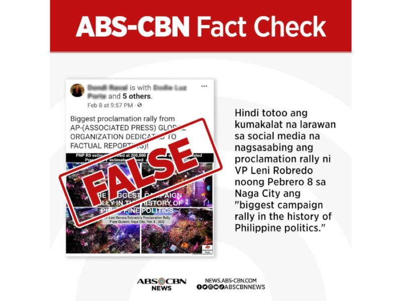 Hindi 'biggest campaign rally' ang proclamation ni Robredo