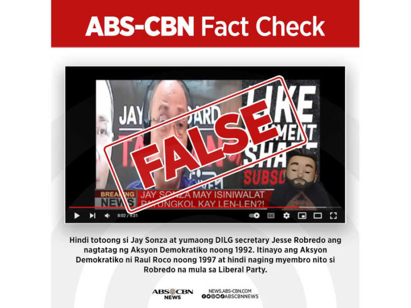 Hindi si Jay Sonza ang nagtatag ng Aksyon Demokratiko