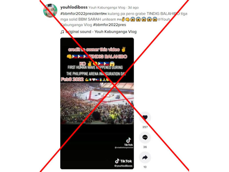 Old video of huge Philippine arena event shared in false posts about 'Marcos Jr rally'