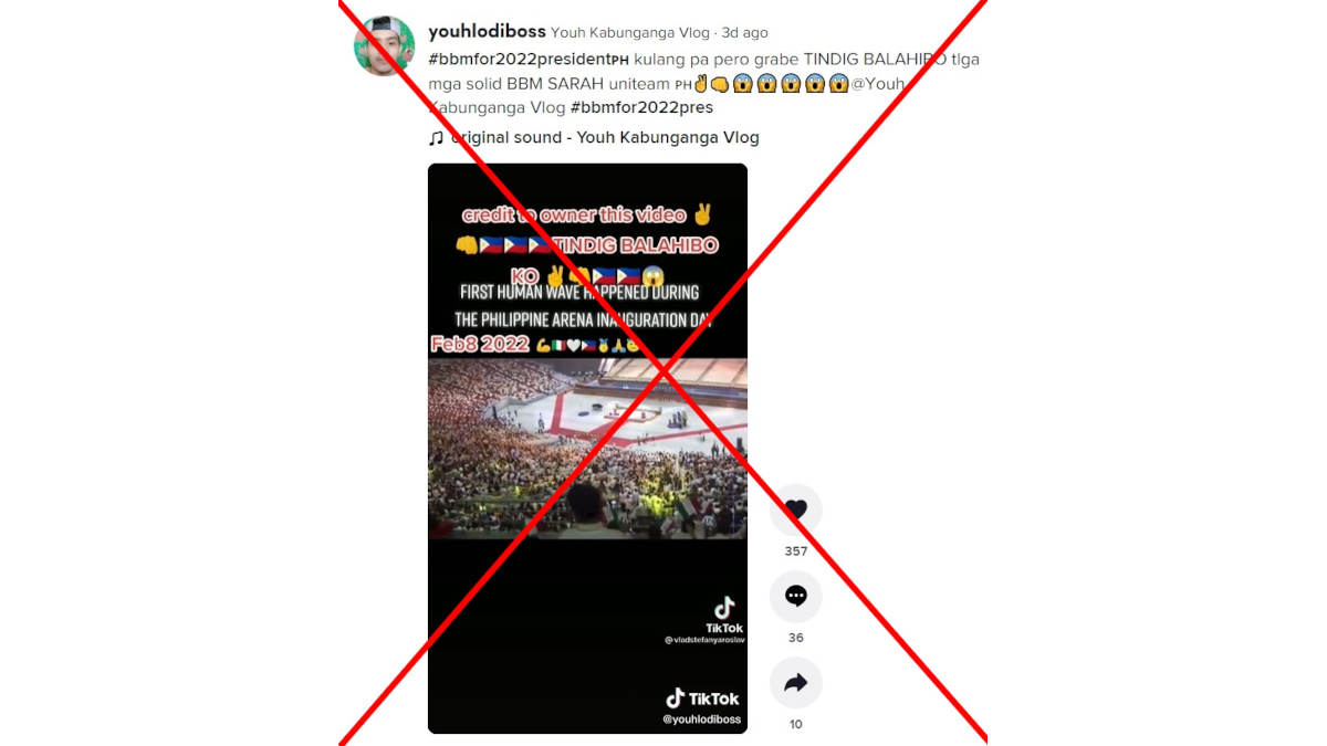 Old video of huge Philippine arena event shared in false posts about 'Marcos Jr rally'