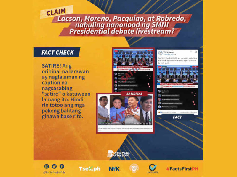 Robredo, Lacson, Moreno, at Pacquiao, nahuling nanonood ng SMNI presidential debate livestream?