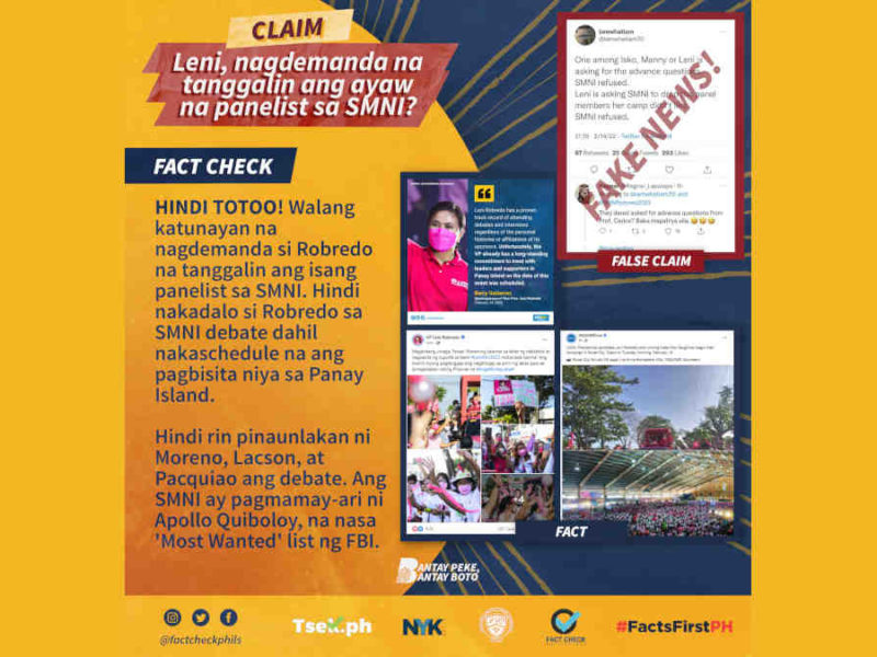 Leni Robredo, hininging tanggalin ng SMNI ang interview panelist na 'di niya gusto?