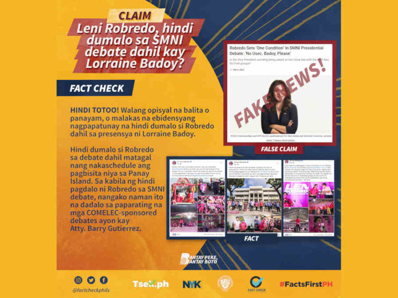 Leni Robredo, dadalo raw sana sa SMNI interview kung wala si Usec. Badoy?