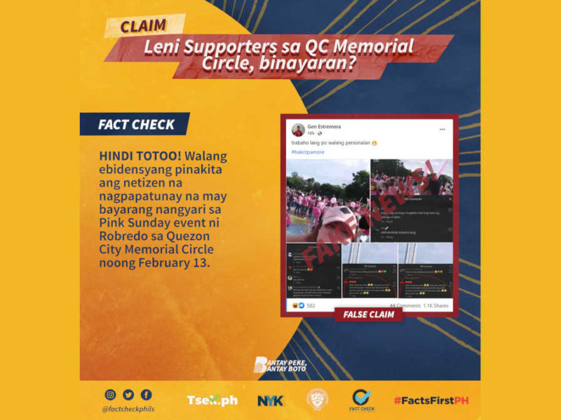 Leni supporters sa Quezon Memorial Circle, binayaran daw?