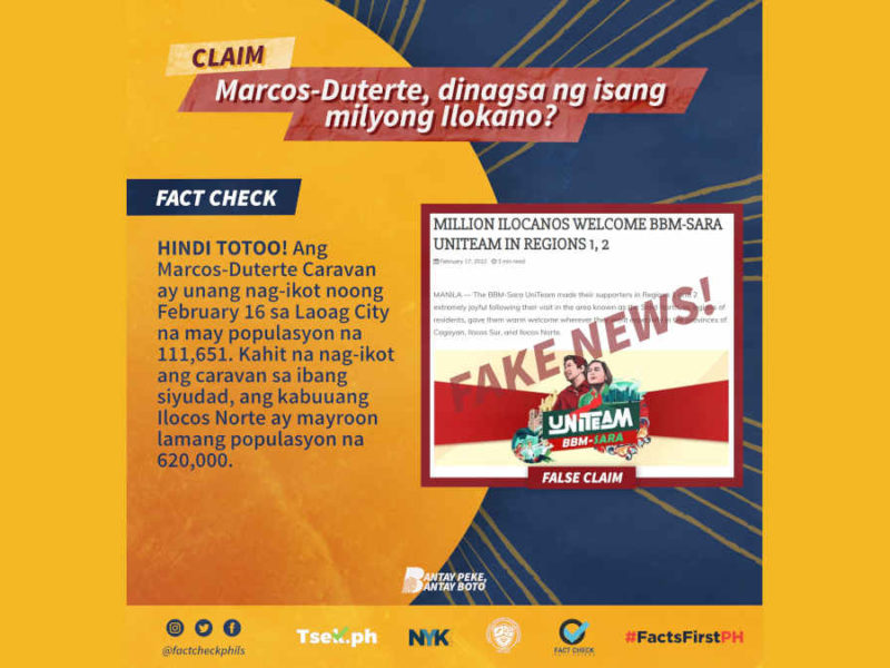 BBM-Sara Duterte Uniteam, sinalubong daw ng isang milyong Ilokano?