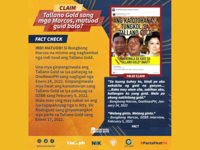 Tallano Gold sang mga Marcos, matuod guid bala?