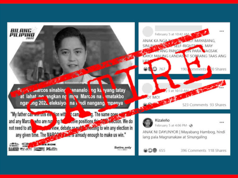 Sandro Marcos DID NOT say father, clan will win even without campaigning
