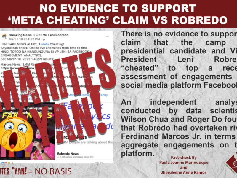 No evidence to support 'Meta cheating' claim vs. Vice President Leni Robredo