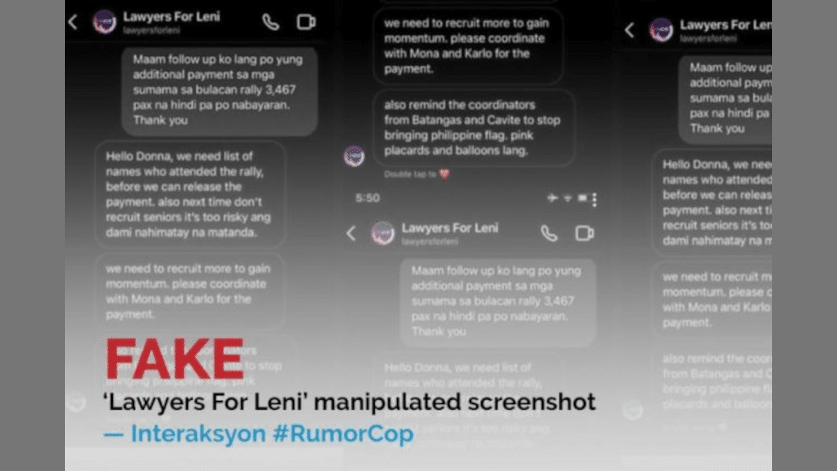 Lawyers for Leni group deny FB claims regarding bribing rally attendees for VP Robredo