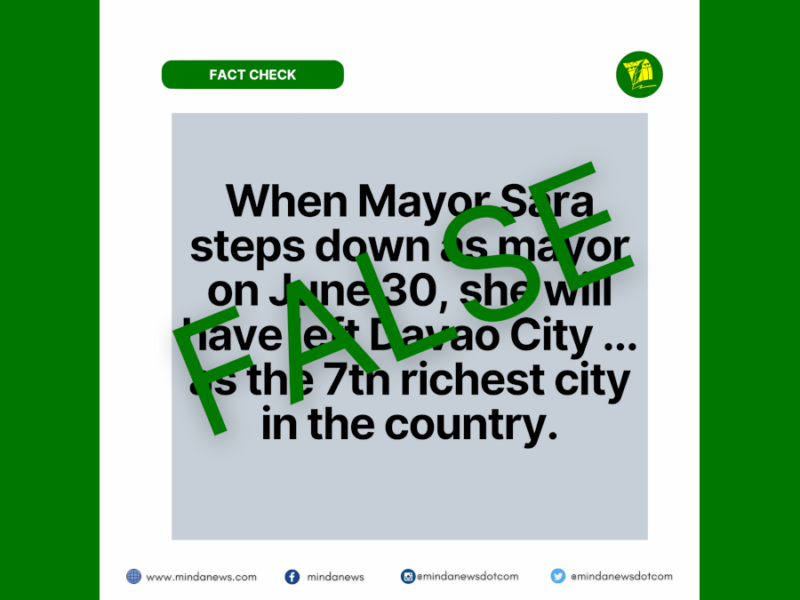 FB user falsely claimed that Sara Duterte would be leaving Davao City as the 7th richest Philippine city