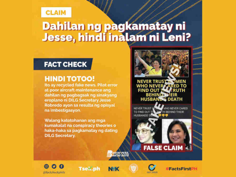 Leni Robredo, hindi inalam ang totoong dahilan ng pagkamatay ng asawang si dating DILG Secretary Jesse Robredo?
