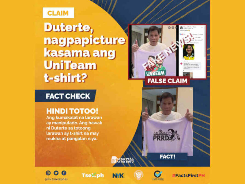 Duterte, nagpa-picture hawak ang UniTeam t-shirt?