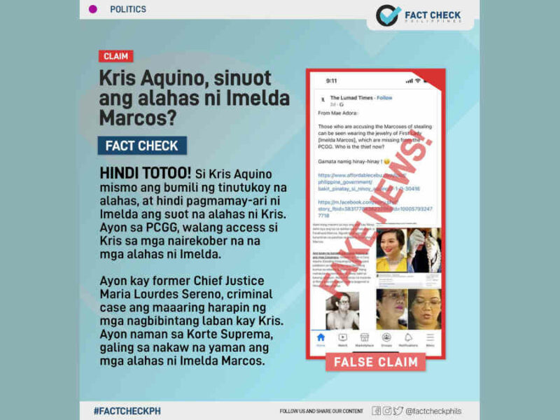 Kris Aquino, sinuot ang alahas ni Imelda Marcos?