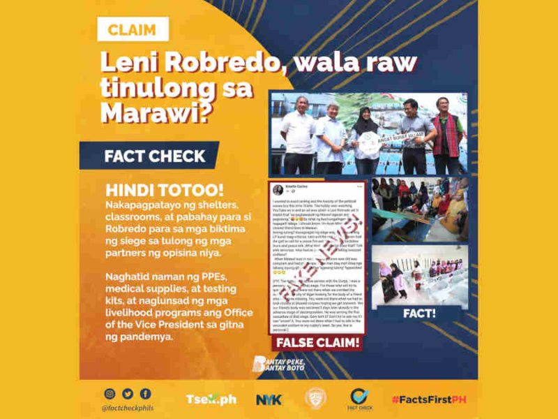 Leni Robredo, wala raw itinulong sa Marawi?