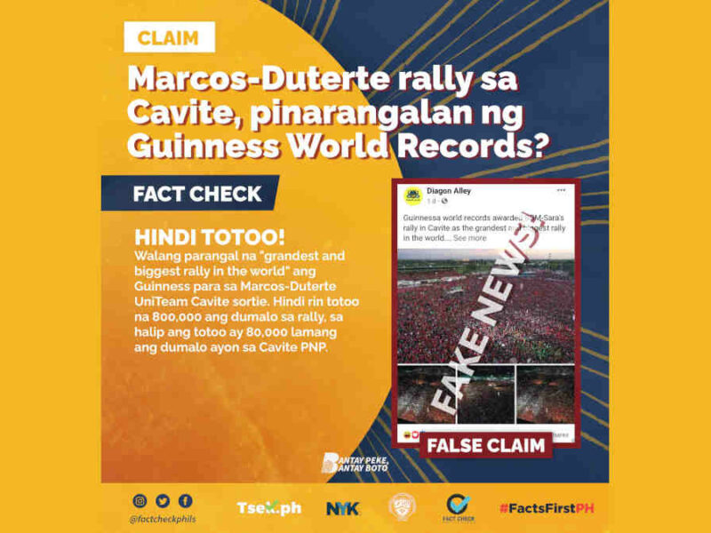 Marcos-Duterte rally sa Cavite, kinilala ng Guinness World Records?